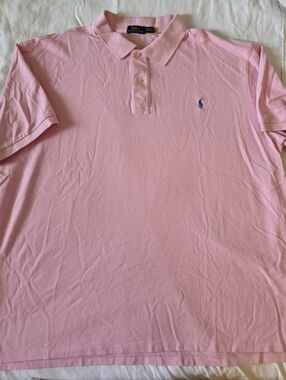 Polo by Ralph Lauren Men's Pink Short-Sleeve Polo with Navy Pony